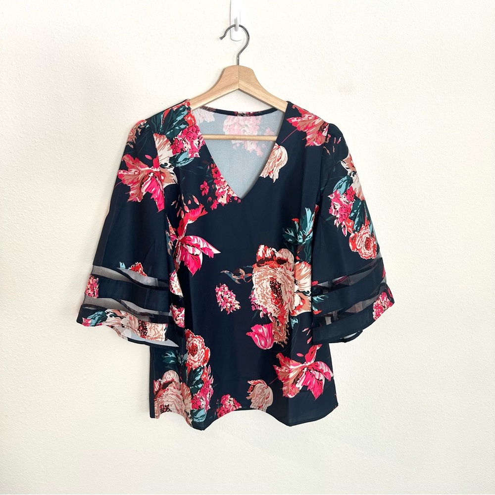 Floral V-Neck Women's Top